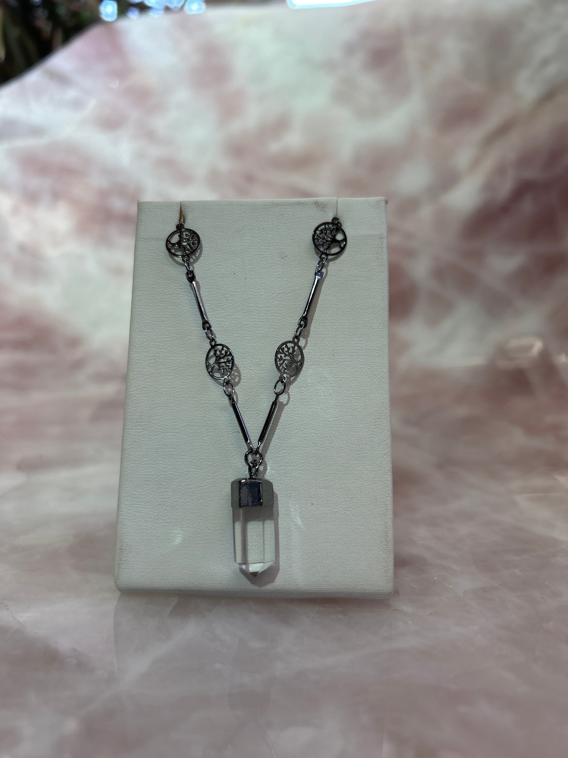 Crystal Point Tree of Life Silver Plated Pendants CWDM