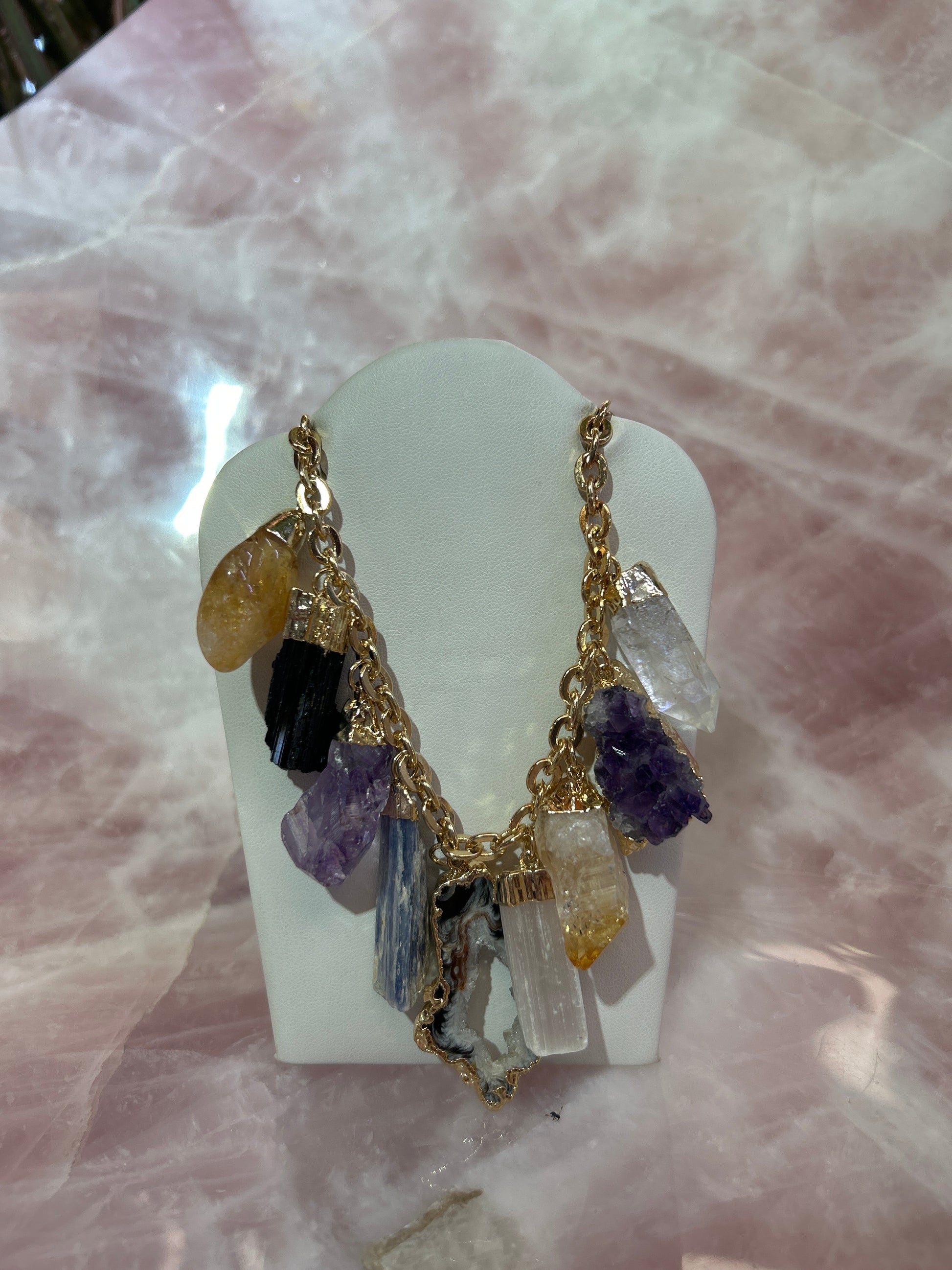 Statement Crystal Charm Gold Plated Necklace CWDM