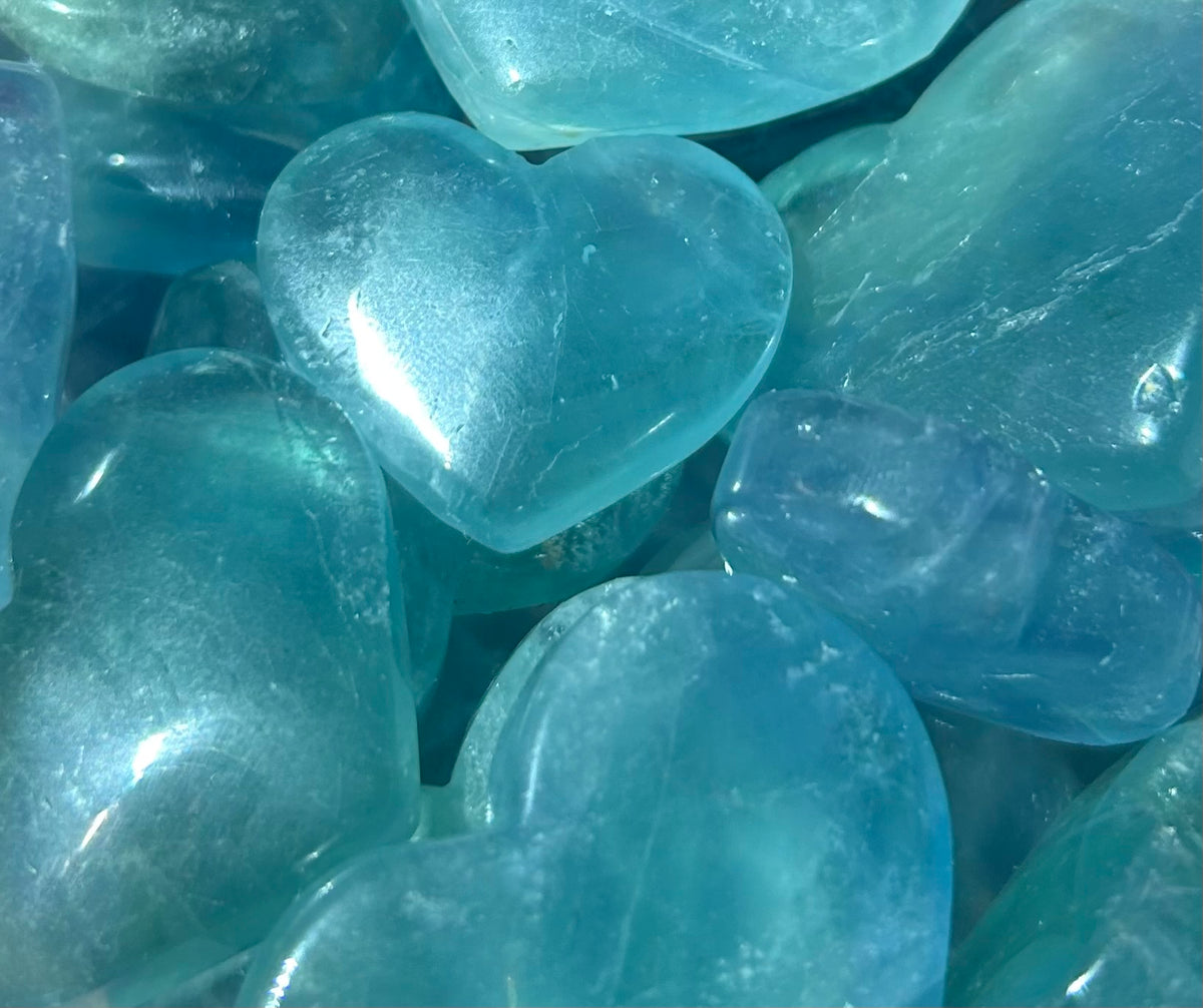 Blue Fluorite Hearts