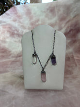 Load image into Gallery viewer, 3 Crystal Plated Silver Charm Necklace CWDM
