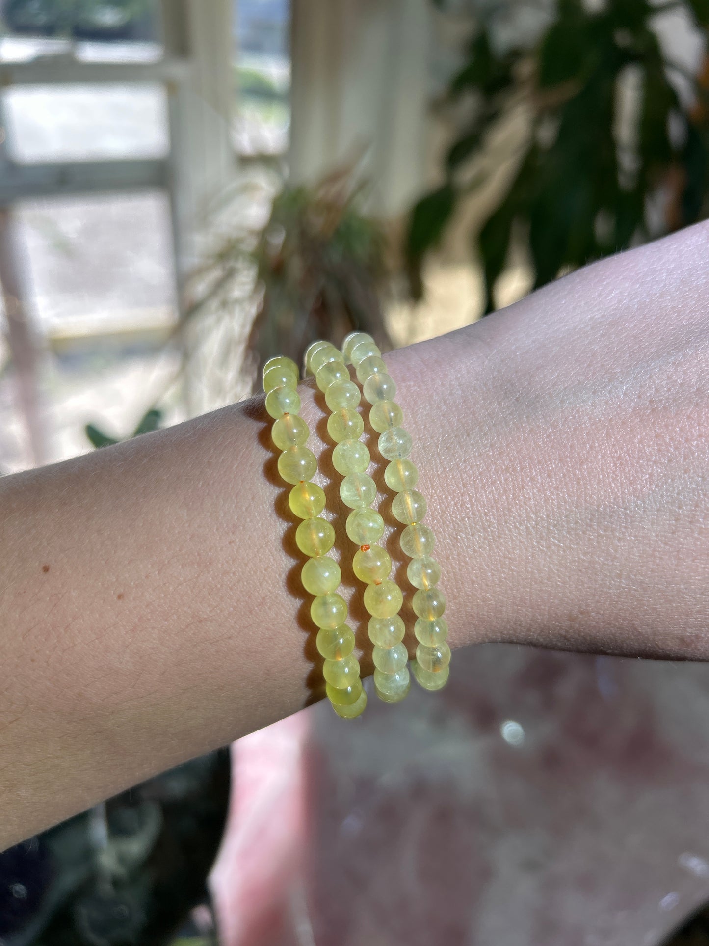 Yellow Prehnite Stretchy Bracelet