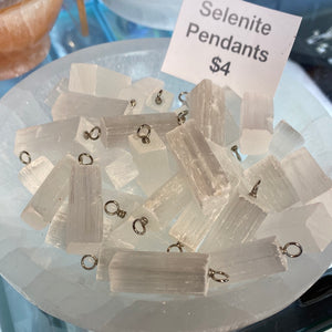 Selenite Block Pendant