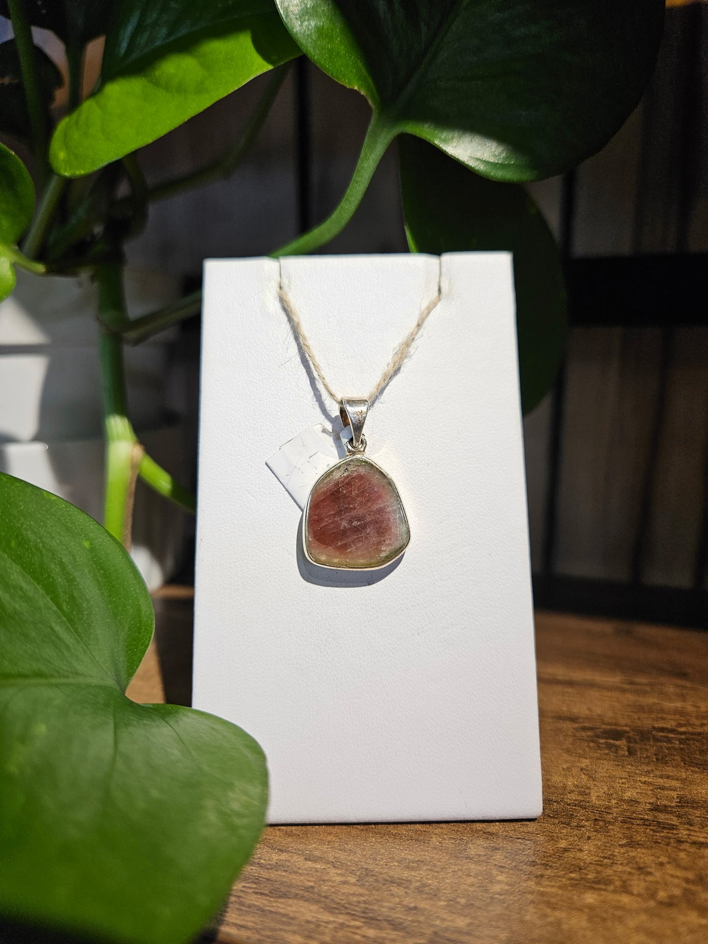 Watermelon Tourmaline Slice Pendant