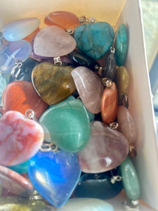 Assorted Gemstone Mini Heart Pendants