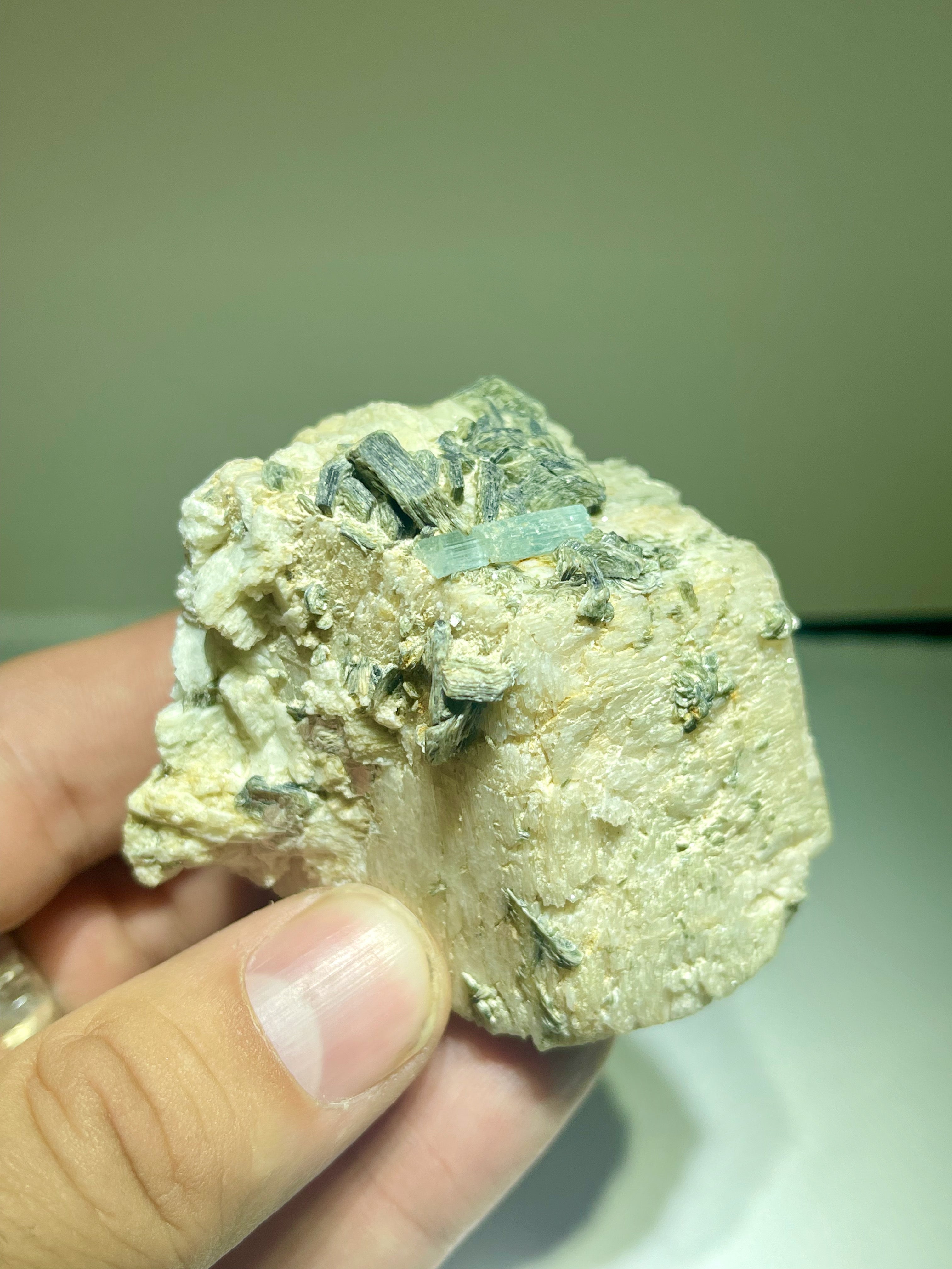 Aquamarine & Phenakite on Etched Microcline MMM