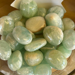 Pistachio calcite tumble stones