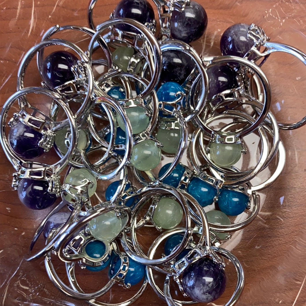 Gemstone Sphere Spinner Rings