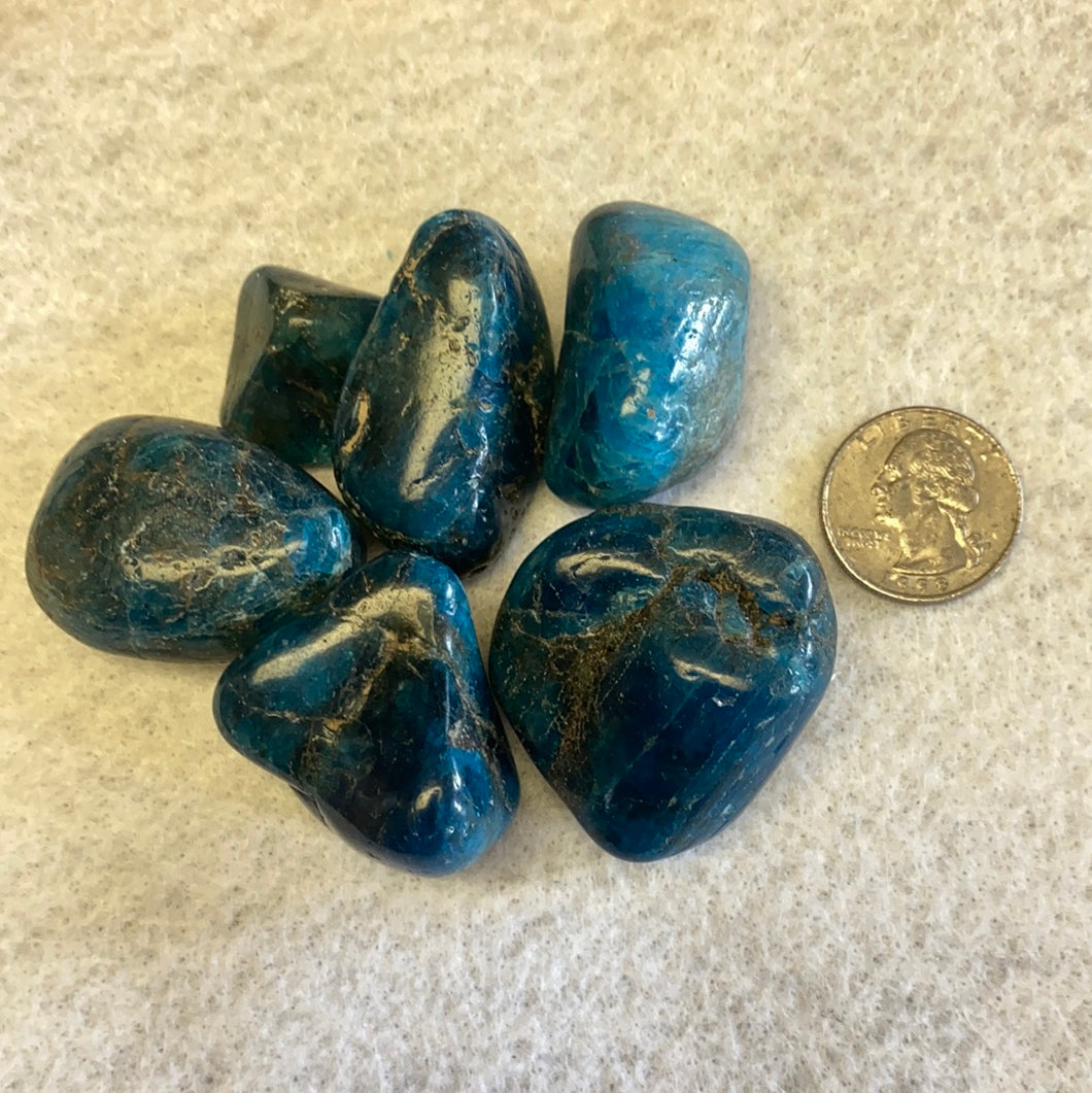 Blue apatite Tumble Stone