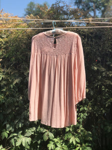 Peony Pink Blouse with Lace Detail Size Large
